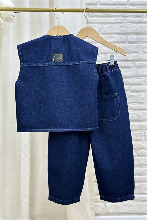 Unisex Laciel Denim Yelek Baloon Jean Takım