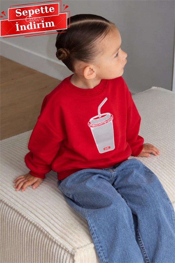 Unisex Laciel Kırmızı Bardak Baskılı Sweat