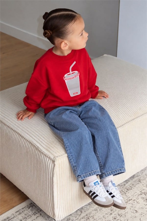 Unisex Laciel Kırmızı Bardak Baskılı Sweat