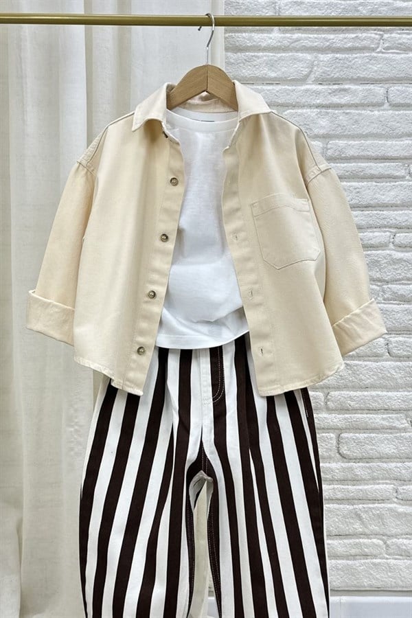 Unisex Laciel Krem Denim Gömlek