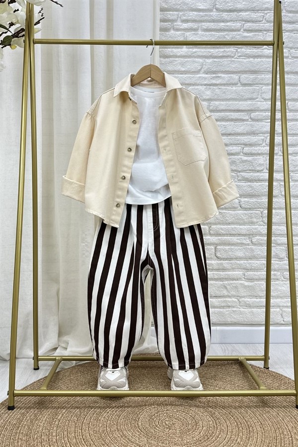 Unisex Laciel Krem Denim Gömlek