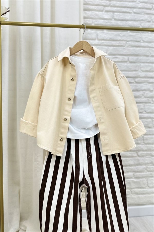 Unisex Laciel Krem Denim Gömlek