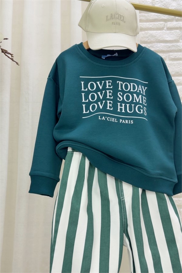Unisex Laciel  Love Today Teşil Sweat