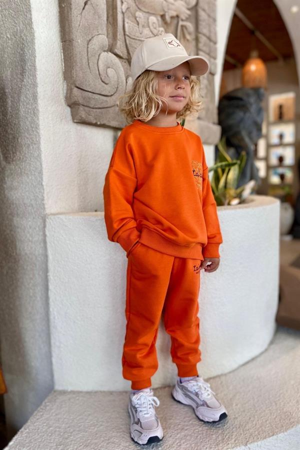 Unisex Laciel Paris Sloganlı Oranj Takım