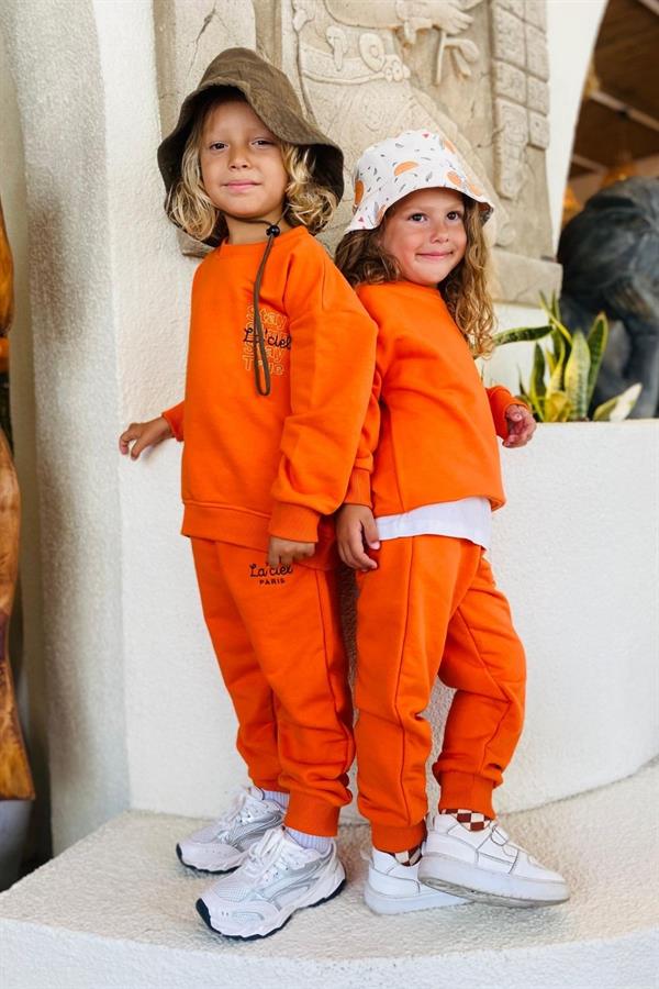 Unisex Laciel Paris Sloganlı Oranj Takım