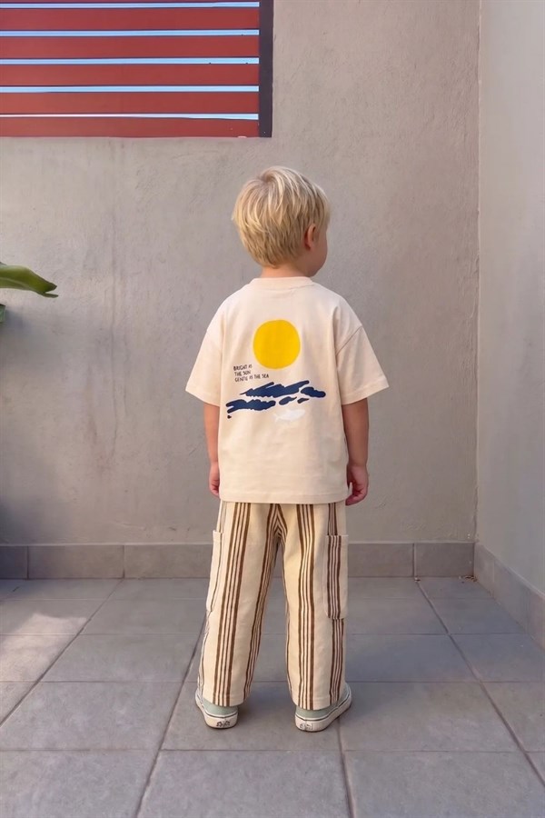 Unisex Laciel Sloganlı Çizgili Takım