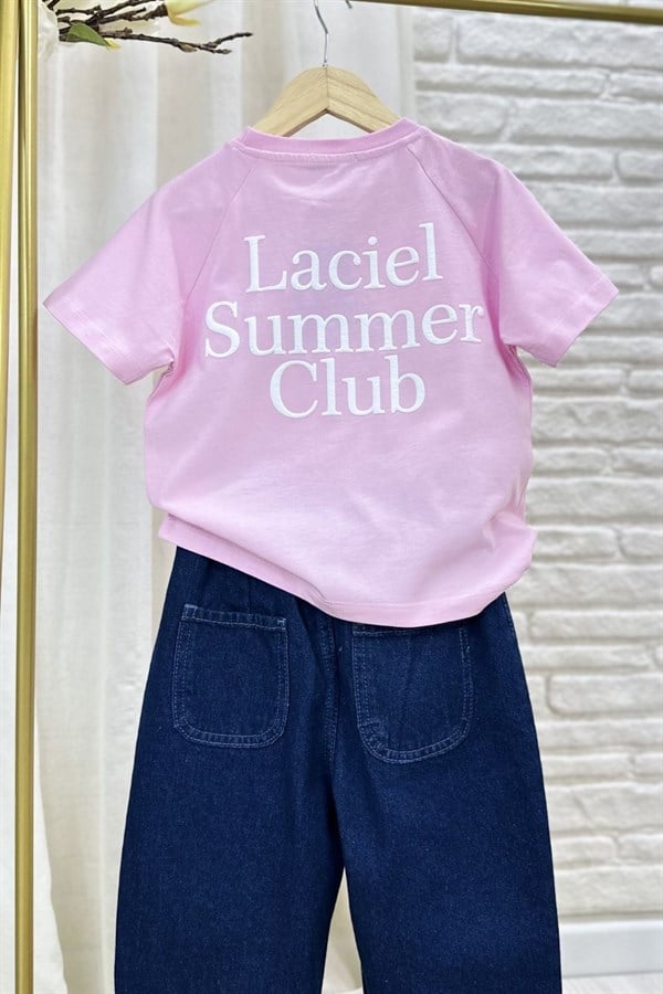 Unisex Laciel Summer Pembe Kısa Kol Tshirt
