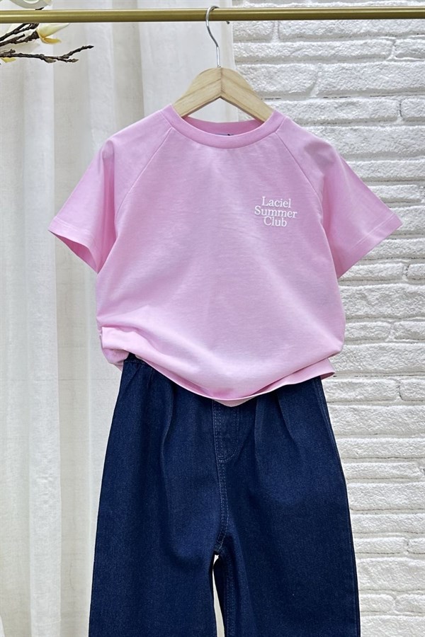 Unisex Laciel Summer Pembe Kısa Kol Tshirt