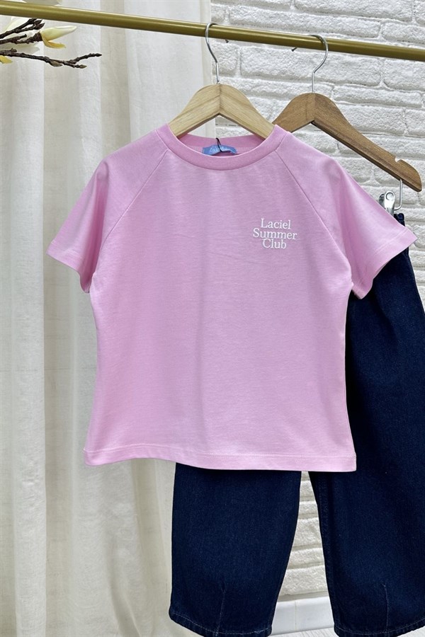 Unisex Laciel Summer Pembe Kısa Kol Tshirt