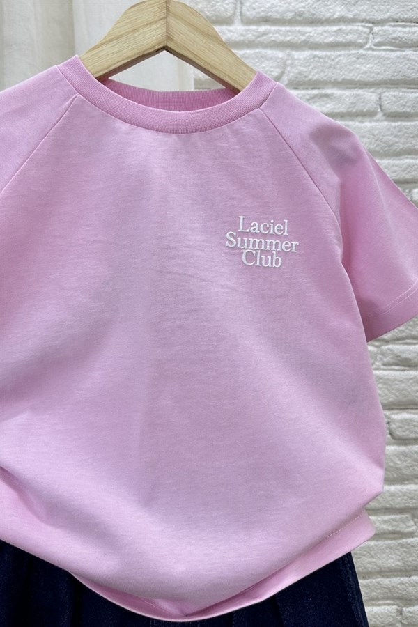 Unisex Laciel Summer Pembe Kısa Kol Tshirt