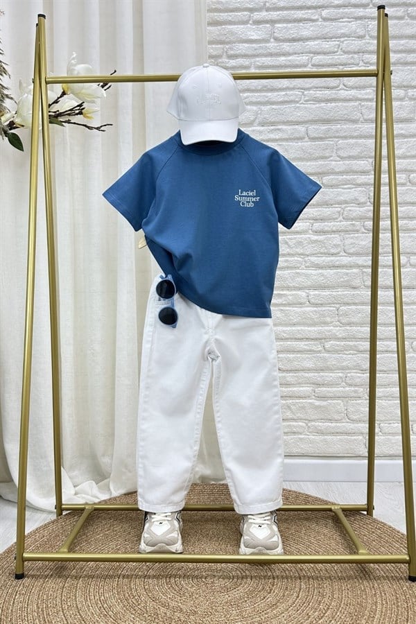 Unisex Laciel Summer Petrol Kısa Kol Tshirt