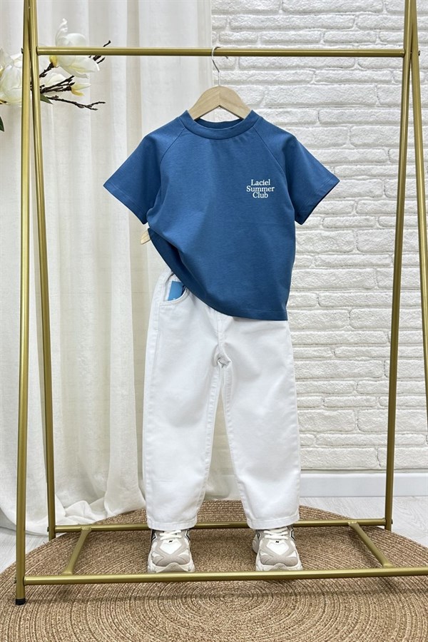 Unisex Laciel Summer Petrol Kısa Kol Tshirt