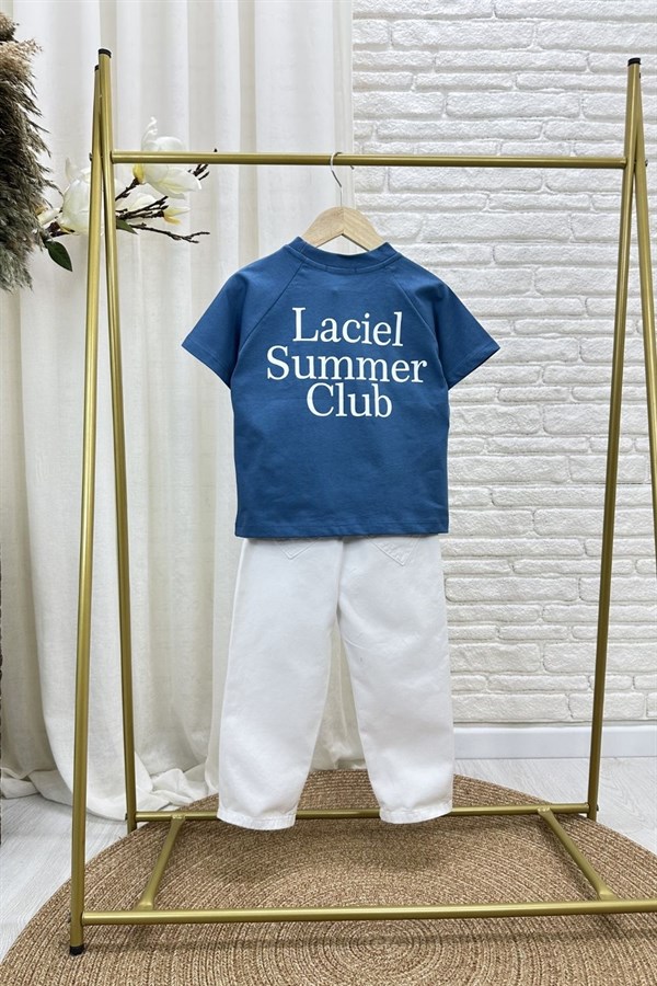Unisex Laciel Summer Petrol Kısa Kol Tshirt