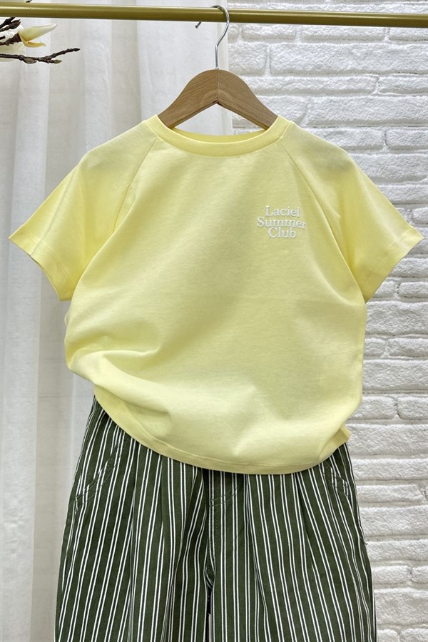 Unisex Laciel Summer Sarı Kısa Kol Tshirt