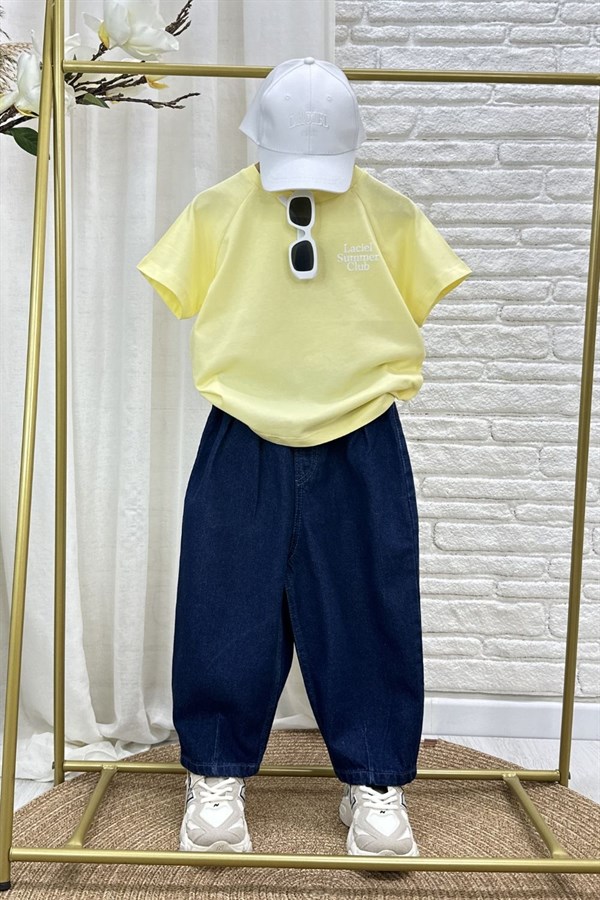 Unisex Laciel Summer Sarı Kısa Kol Tshirt