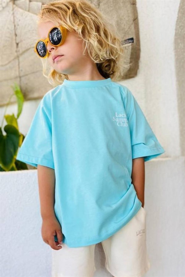 Unisex Laciel Summer Turkuaz Kısa Kol Tshirt