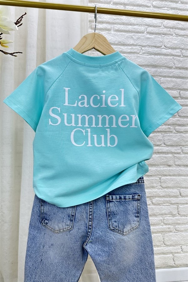 Unisex Laciel Summer Turkuaz Kısa Kol Tshirt