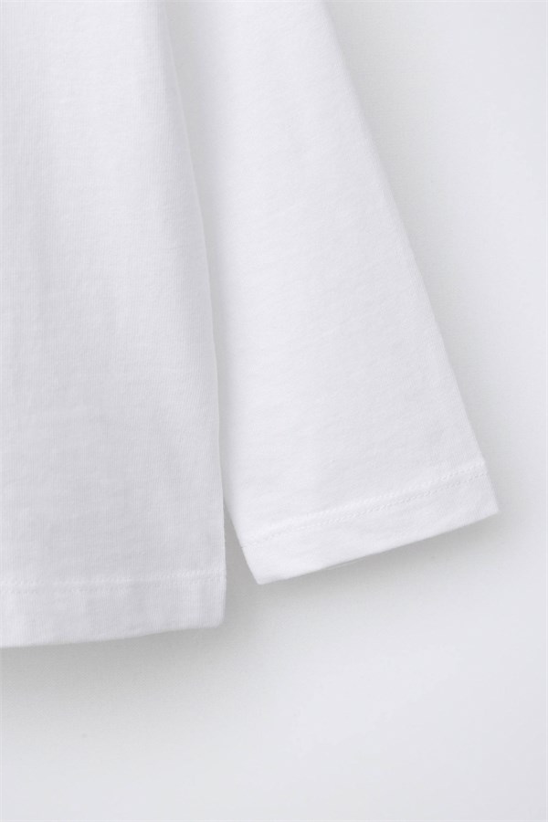 Unisex Laciel Uzun Kol Beyaz Tshirt