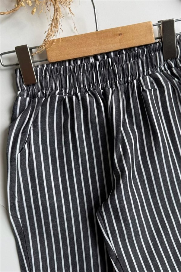 Unisex  Laciel Yazlık Baloon Antrasit Çizgili Pantolon