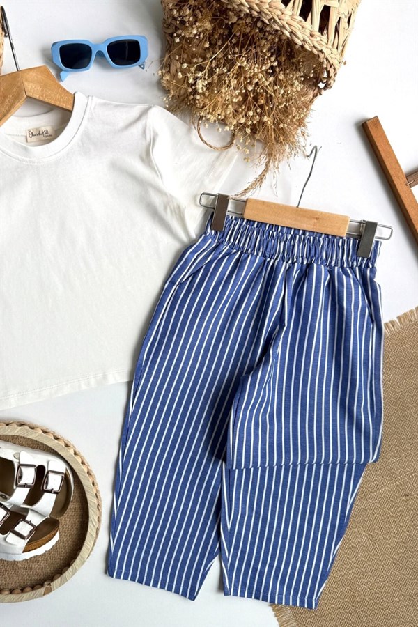 Unisex  Laciel Yazlık Baloon Laci Çizgili Pantolon