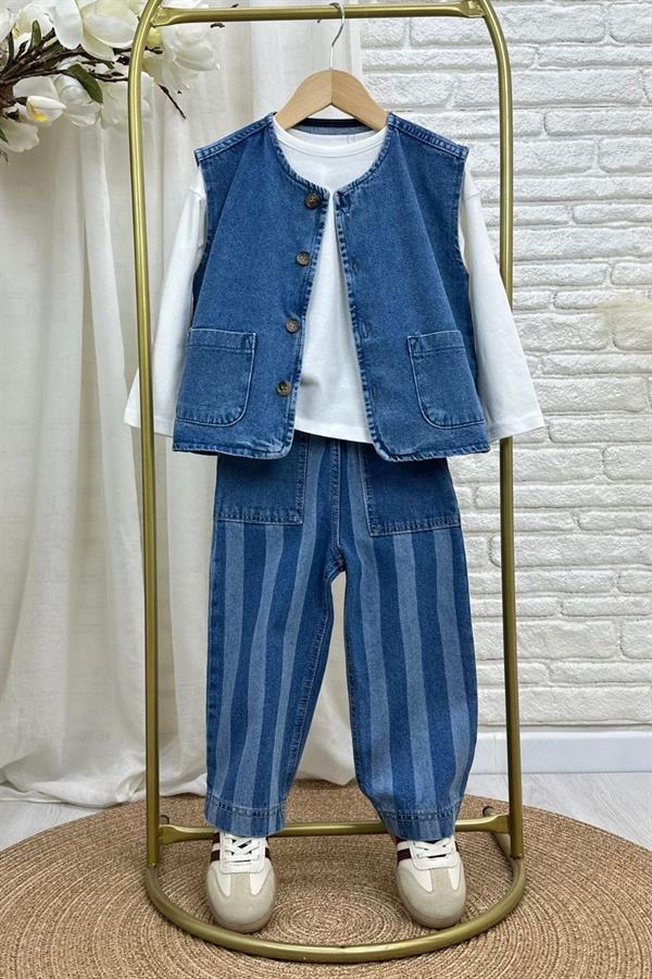 Unisex Laciel Yelek & Jean Denim Takım