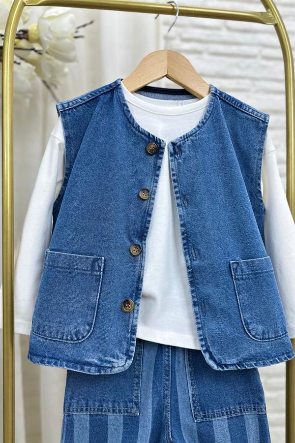 Unisex Laciel Yelek & Jean Denim Takım