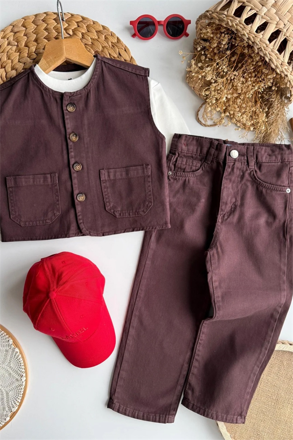 Unisex Laciel Yelekli Takım Denim Takım