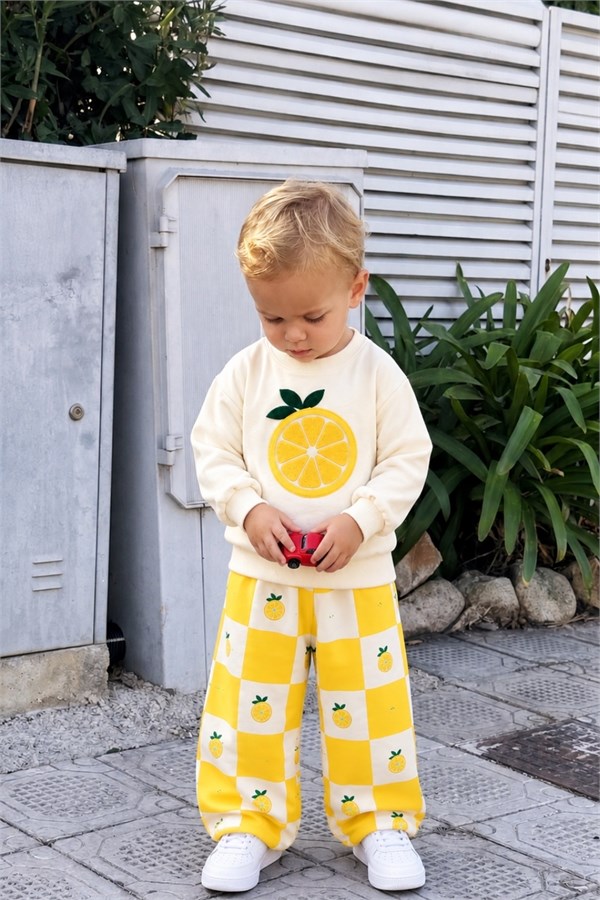 Unisex Limon  İşlemeli Takım