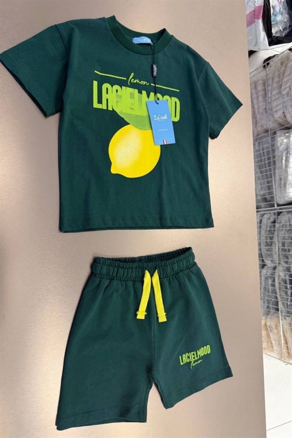 Unisex Limonlu Laciel Yeşil  Şortlu Takım