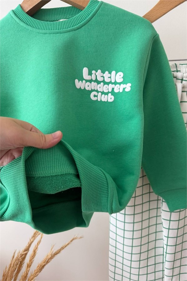 Unisex Little Club Yeşil Kareli Takım