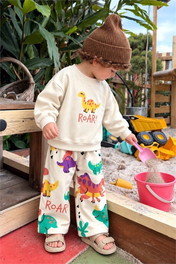 Unisex Little Dinosaur 3 İplik Takım