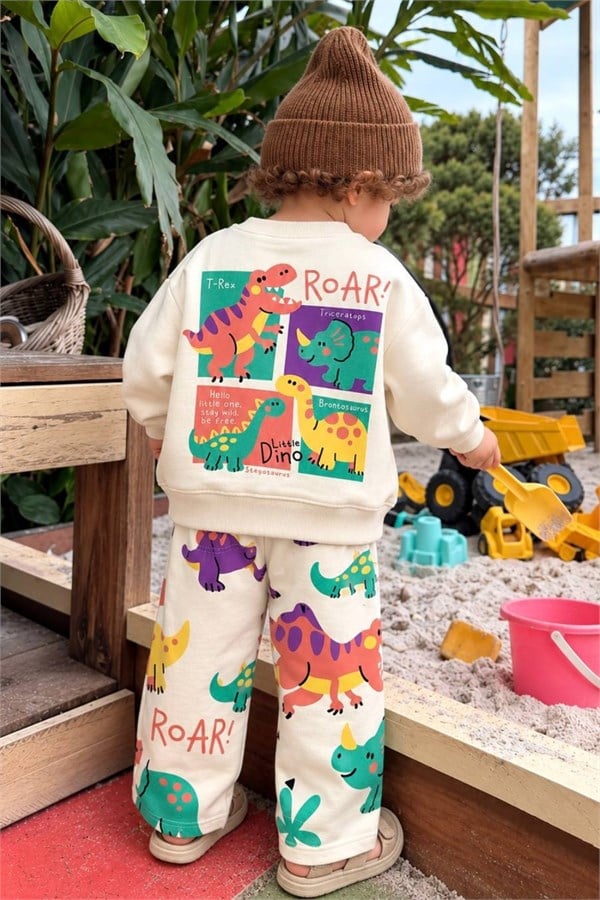 Unisex Little Dinosaur 3 İplik Takım