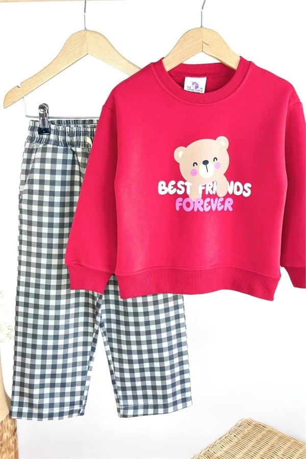 Unisex Little Plushes Gabardin Pantolon 3 İplik Takım