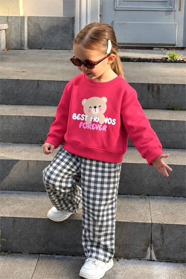 Unisex Little Plushes Gabardin Pantolon 3 İplik Takım