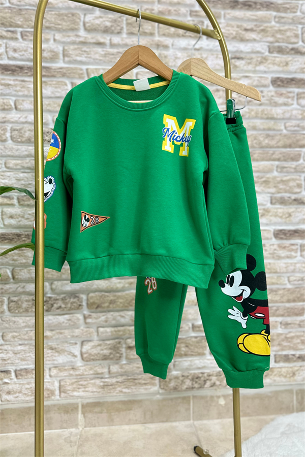 Unisex M Baskı Yeşil Mickey Takım