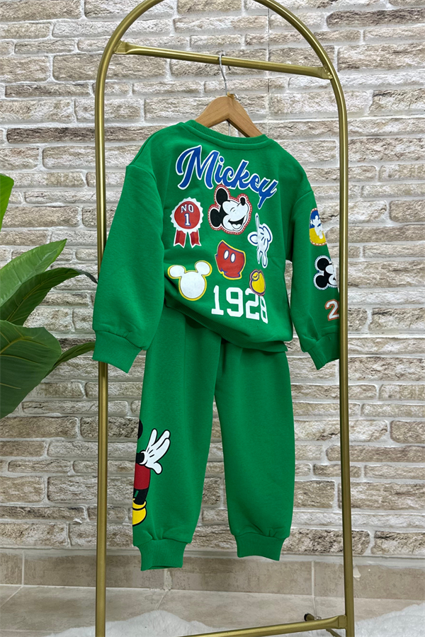 Unisex M Baskı Yeşil Mickey Takım