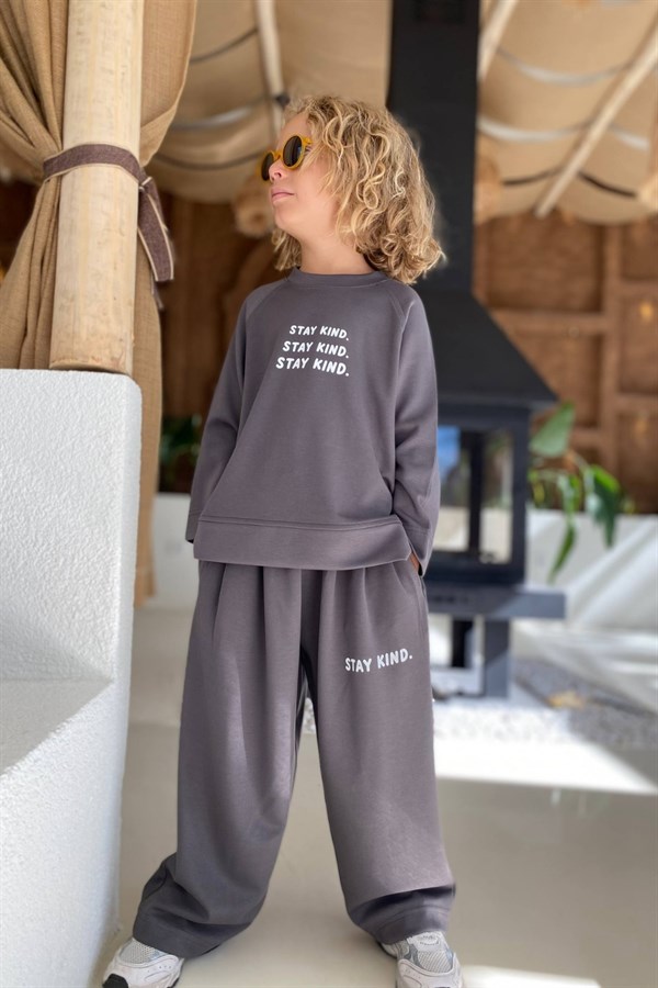 Unisex Mevsimlik Bisiklet Yaka Stay Kind Füme  Takım