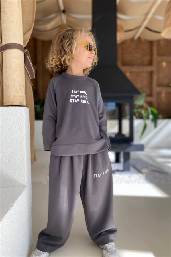 Unisex Mevsimlik Bisiklet Yaka Stay Kind Füme  Takım