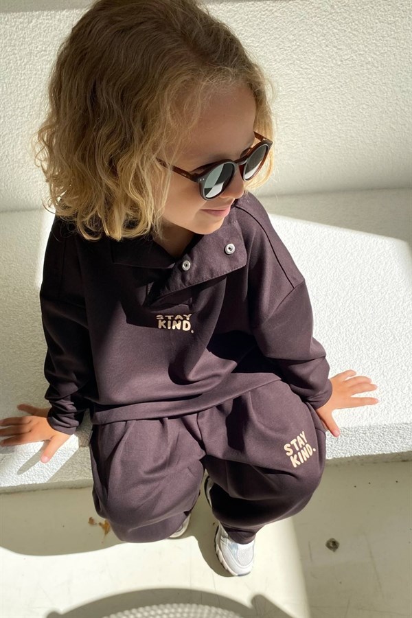 Unisex Mevsimlik Stay Kind Kahve Takım