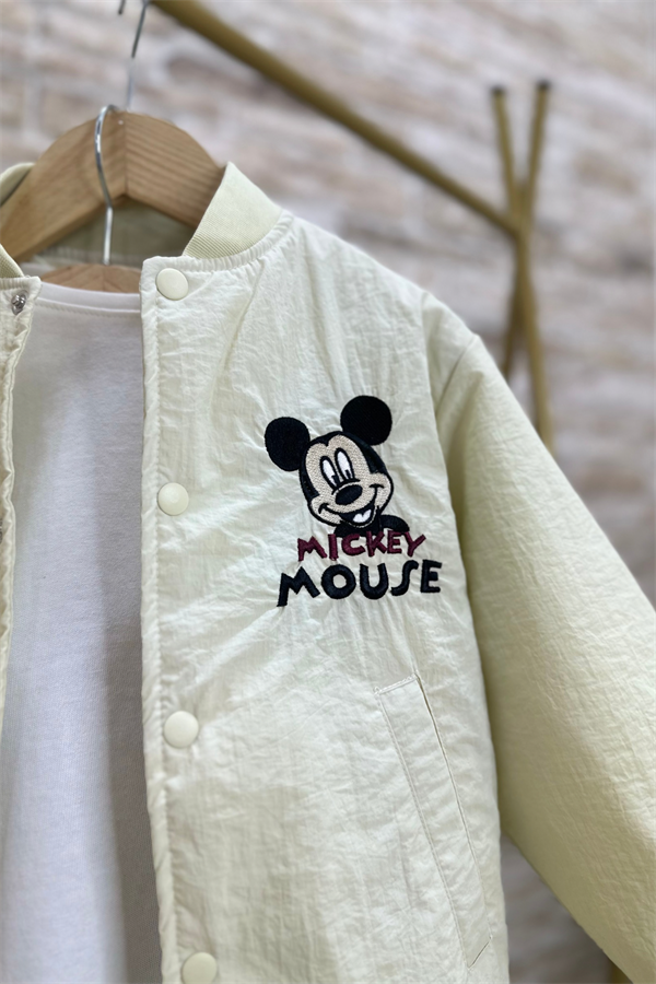 Unisex Mickey Dolgulu Astarlı Mont