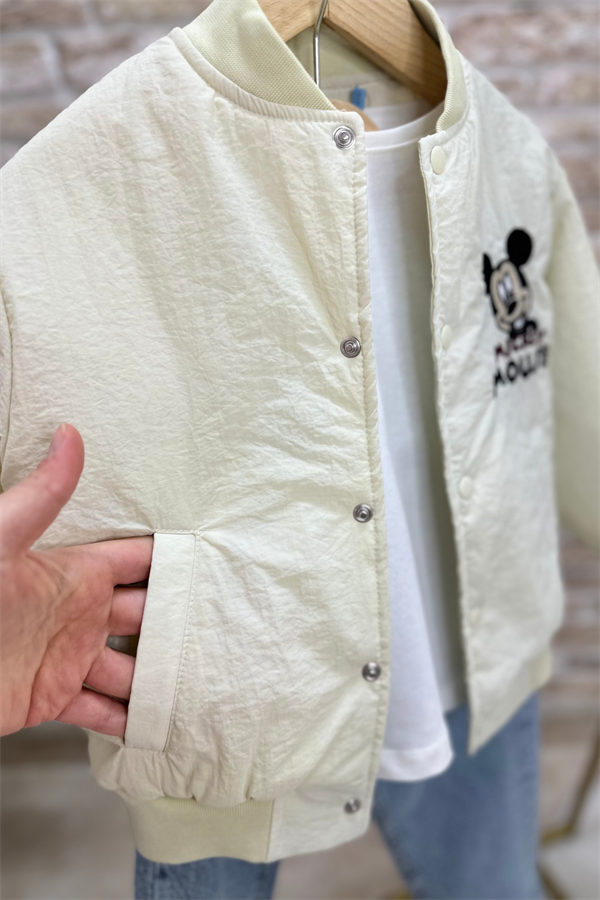 Unisex Mickey Dolgulu Astarlı Mont