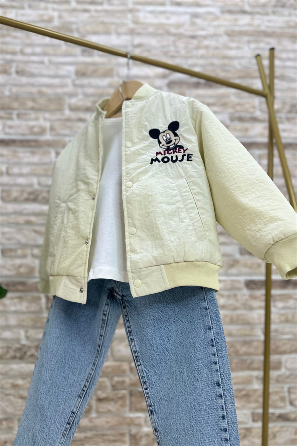 Unisex Mickey Dolgulu Astarlı Mont