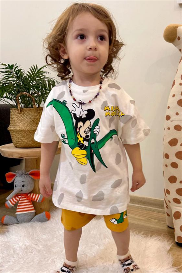 Unisex Mickey Hardal Şortlu Takım