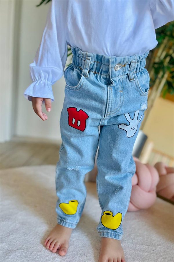 Unisex Mickey Jean Pantolon