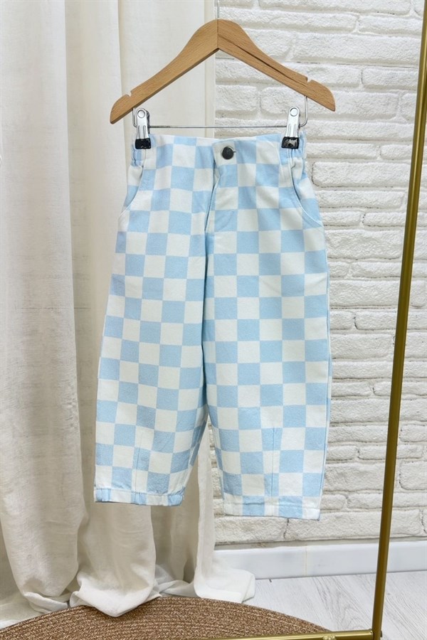 Unisex New York Damalı Jean Takım