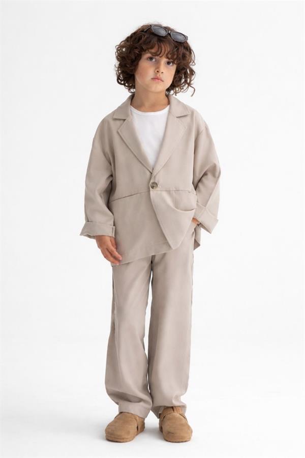 Unisex Özel Seri Ceket Bej Takım