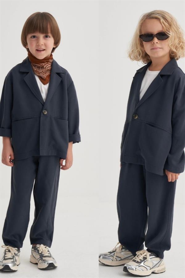 Unisex Özel Seri Ceket Lacivert Takım