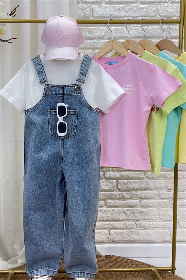 Unisex Özel Seri Denim Mavi Salopet