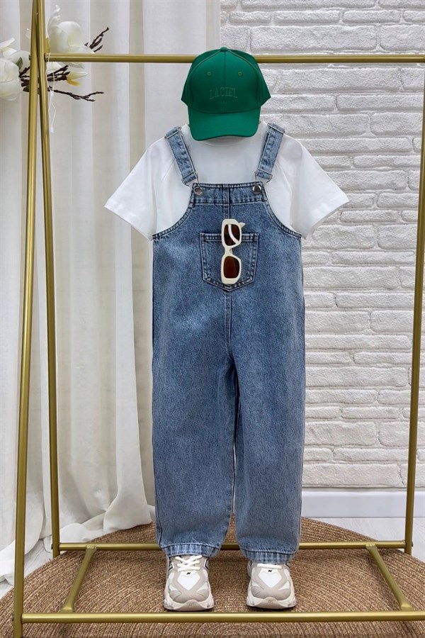 Unisex Özel Seri Denim Mavi Salopet