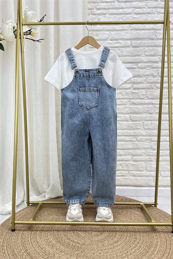 Unisex Özel Seri Denim Mavi Salopet